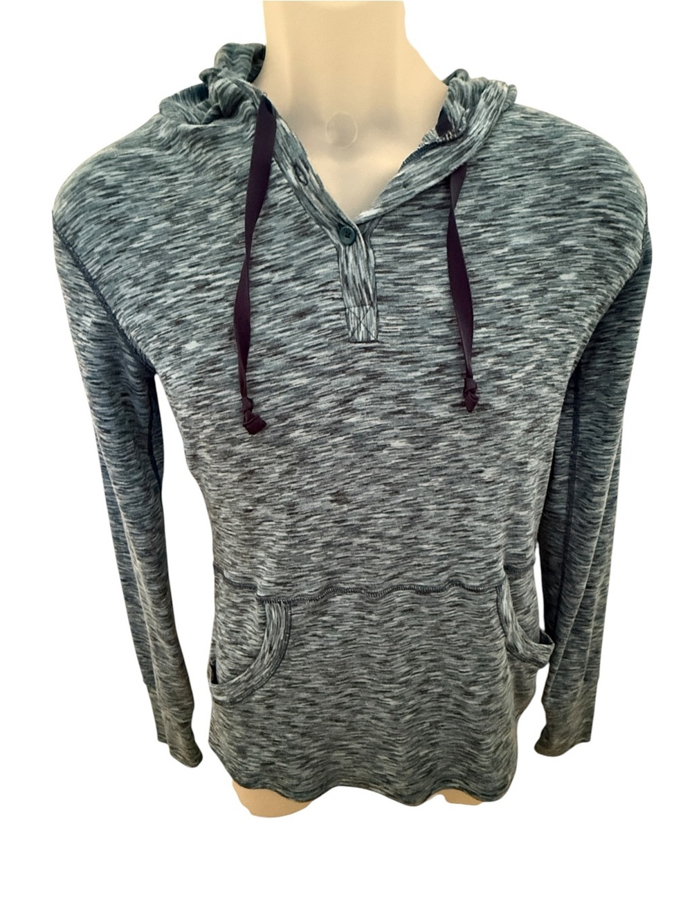 ExOffcio Dri-Release Blue Gray Heathered Hoodie Pullover Women M Medium